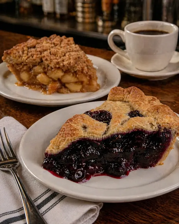 Pieces of Apple and Blueberry Pie
