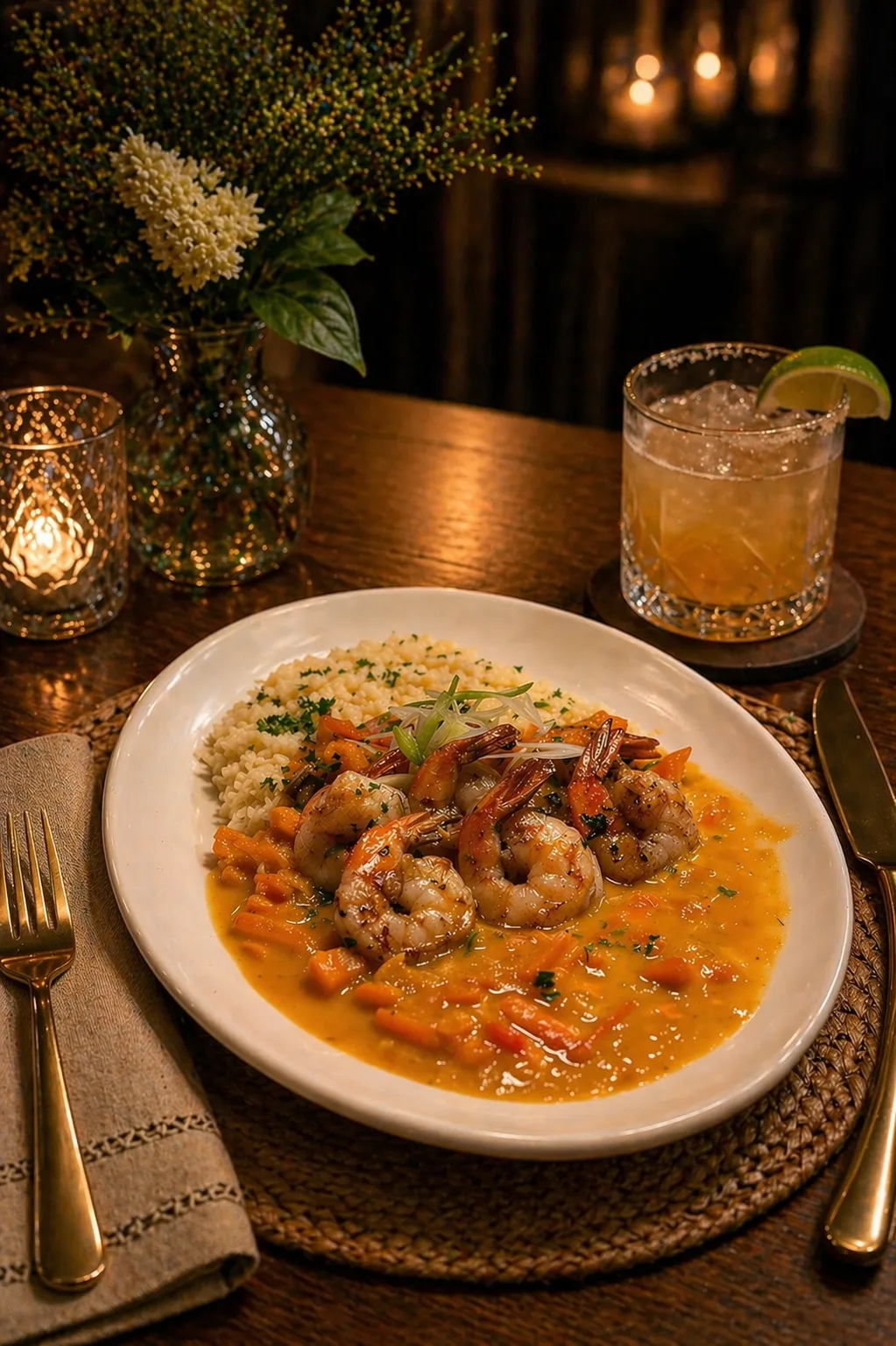 Curried shrimp plate