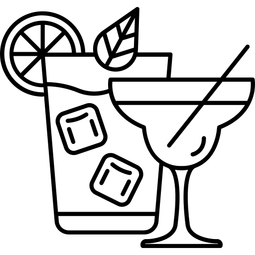 Line drawing of a bar drinks